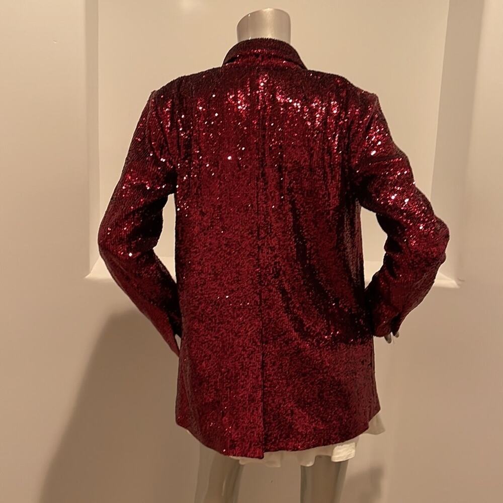 A.L.C. Open Front Sequin Blazer Red - image 3